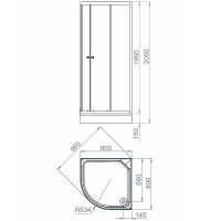 Душевой уголок Melodia della vita Segment Low 80x80 профиль Белый стекло прозрачное арт-MSETWSL8080TWt — фото 2, Душевые уголки четверть круга