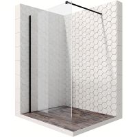 Душевая перегородка Ambassador Walk-in 120х200 профиль Черный стекло прозрачное арт-15031112 — фото 1, Душевые перегородки