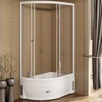 Душевой уголок Radomir 120x80 R с поддоном профиль Белый стекло прозрачное арт-1-03-1-2-0-0090 — фото 1, Асимметричные душевые уголки