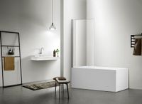 Шторка на ванну, одноэлементная, поворотная 800X1500 профиль хром, стекло прозрач арт-AQ DEL SBA 08015CH — фото 3, Неподвижные шторки для ванной