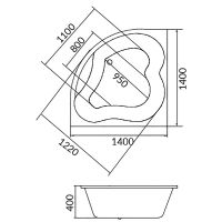 Акриловая ванна 1MarKa Cassandra 140x140 без гидромассажа арт-01кас1414 — фото 3, Акриловые ванны
