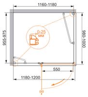 Душевой уголок CEZARES арт-VERONA-W-AH-1-120/100-C-Cr — фото 3, Прямоугольные душевые уголки