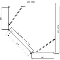 Душевой уголок Ambassador Diamond 100х100 профиль Хром стекло прозрачное арт-12011112R — фото 6, Душевые уголки трапеция