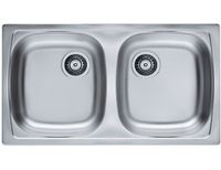 Мойка для кухни BASIC 160 NAT-90 780X435 2X в комплекте с сифоном 1130557, арт-1049232.0 — фото 1, Кухонные мойки