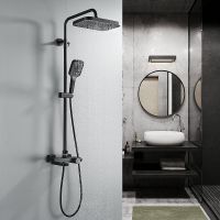 Душевая система Rose R18H с термостатом Черная матовая арт-R1896H — фото 11, Душевые стойки