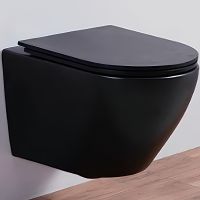 Унитаз CeramaLux подвесной Черный матовый с сиденьем Микролифт арт-5177MB — фото 1, Подвесные унитазы