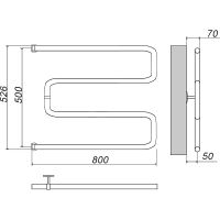 Водяной полотенцесушитель Grota Kamelo 500х800 Хром арт-Камело 50/80 — фото 2, Водяные полотенцесушители