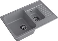 GRANFEST Мойка QUARZ 21К 1,5-чаши+крыло 740*480мм темно-серый арт.GF-Z- арт-21К темно-серый — фото 2, Кухонные мойки