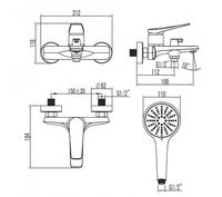 Смеситель для ванны Lemark Bronx Черный арт-LM3714BL — фото 2, Смеситель для ванны
