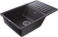 GRANFEST Мойка QUARZ 72 1-чаша+крыло 760*480мм черный арт.GF-ZW- арт-72 черный — фото 2, Кухонные мойки