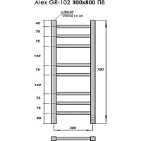 Электрический полотенцесушитель Grois Alex Белый матовый арт-GR-102 30/80 П8 9016 U — фото 2, Электрические полотенцесушители