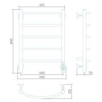 Электрический полотенцесушитель Larusso Классик КС П5 400х600 Белый арт-4670078536495 — фото 2, Электрические полотенцесушители
