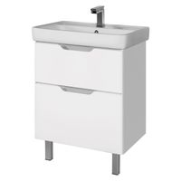 Тумба Q PLUS, 55 см, подвесная/напольная, 2 ящика, с опорами, белый глянец арт-99.0008 — фото 1, Тумбы под раковину