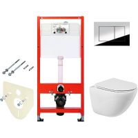 Комплект унитаза BelBagno Amanda BB051CHR+BB051SC с инсталляцией Tece Profil 9400412 с сиденьем Микр арт-BB051CHR+BB051SC+9400412 — фото 1, Комплекты унитаз + инсталляция