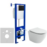 Комплект унитаза Ceramicanova Uno Rimless CN11001 с инсталляцией Berges Atom 410 040340 с сиденьем М арт-CN11001+040340 — фото 1, Комплекты унитаз + инсталляция