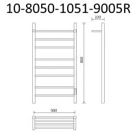 Электрический полотенцесушитель Маргроид Вид 10 800x500 правый с полкой Черный ма арт-10-8050-1051-9005R — фото 3, Электрические полотенцесушители