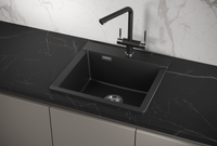 Granula-ES- (чёрный металлик), кухонная мойка, кварц ESTETICA арт-5201, ШВАРЦ — фото 1, Кухонные мойки