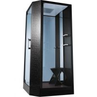 Душевая кабина Orans 100x100 L с баней профиль Черный задние стенки Черные арт-89101lb — фото 1, Душевые кабины