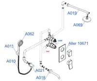 Встраиваемый комплект для ванны с верхней душевой насадкой, лейкой и изливом арт-A171619 — фото 4, Встраиваемые душевые комплекты