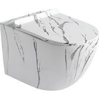 Унитаз CeramaLux подвесной Белый мрамор с сиденьем Микролифт арт-2213-K — фото 1, Подвесные унитазы