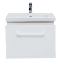 Тумба BIG INN, 65 см, подвесная, 1 ящик + выдвижной внутренний ящик, белый глянец арт-77.0201W — фото 3, Тумбы под раковину