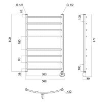 Товар: Электрический полотенцесушитель Domoterm Калипсо П8 500x800 ER Хром арт-КалипсоП8500x800ER - фото 2 Электрический полотенцесушитель Domoterm Калипсо П8 500x800 ER Хром арт-КалипсоП8500x800ER — фото 2, Электрические полотенцесушители