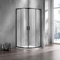 Душевой уголок Azario Milton 100х100 AZ-ND2142 1000 профиль Черный стекло прозрачное арт-AZ-ND2142 1000 Black — фото 1, Душевые уголки четверть круга