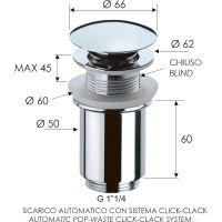 Донный клапан Remer click-clack Хром арт-904CC114 — фото 2, Донные клапаны