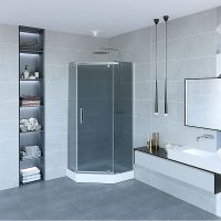 Душевой уголок Erlit Comfort 99х99 профиль Хром матовый стекло тонированное арт-ER10110V-C4 — фото 3, Душевые уголки трапеция