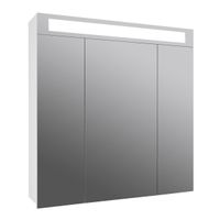 Шкаф зеркальный UNI, 80 см, 3 дверцы, 6 стеклянных полок, с подсветкой и выключателем, белый арт-99.9003 — фото 7, Зеркальные шкафы в ванную