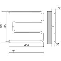 Водяной полотенцесушитель Grota Kamelo 600х800 Хром арт-Камело 60/80 — фото 2, Водяные полотенцесушители