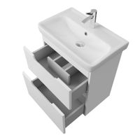 Товар: Тумба Q PLUS, 55 см, подвесная/напольная, 2 ящика, с опорами, белый глянец арт-99.0008 - фото 4 Тумба Q PLUS, 55 см, подвесная/напольная, 2 ящика, с опорами, белый глянец арт-99.0008 — фото 4, Тумбы под раковину