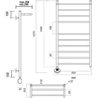 Электрический полотенцесушитель Domoterm Медея сп П10 500x1000 EL с полкой Хром арт-МедеяспП10500x1000EL — фото 2, Электрические полотенцесушители