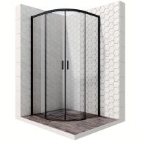 Душевой уголок Ambassador Queen 90х90 профиль Черный стекло прозрачное арт-11011201Black — фото 2, Душевые уголки четверть круга