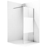 Душевая перегородка Ambassador Walk-in 90х200 профиль Хром стекло прозрачное с матовой лини арт-15034128 — фото 1, Душевые перегородки