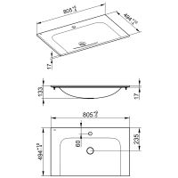 Товар: Раковина Keuco Plan 80 32960 318001 Белая арт-32960318001 - фото 2 Раковина Keuco Plan 80 32960 318001 Белая арт-32960318001 — фото 2, Раковины встраиваемые сверху