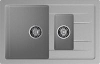 GRANFEST Мойка QUADRO 775KL 1,5-чаши+крыло 765*495мм серый арт.GF- арт-Q-775KL серый — фото 2, Кухонные мойки