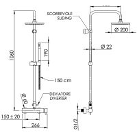 Душевая система Remer Minimal Золото глянцевое арт-N37RX7MMM20DO — фото 2, Душевые стойки
