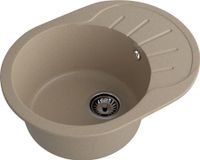GRANFEST Мойка RONDO 580L 1-чаша+крыло 579*445мм песочный арт.GF- арт-R-580L песочный — фото 1, Кухонные мойки