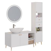 Товар: Тумба LUNO, 100см, напольная, 2дв., 2 откр. полки,белый глянец, под ум. Триумф арт-99.2003 - фото 2 Тумба LUNO, 100см, напольная, 2дв., 2 откр. полки,белый глянец, под ум. Триумф арт-99.2003 — фото 2, Тумбы под раковину