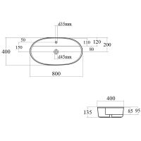 Раковина Bond 80 Белая глянцевая арт-S01-800 — фото 3, Раковины накладные
