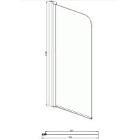 Шторка на ванну Azario Merrit 70 профиль Серебро стекло прозрачное арт-NF6211 700 — фото 2, Шторки для ванной распашные