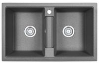 Granula- (ЧЁРНО-СЕРЫЙ), кухонная мойка, кварц арт-8101, ГРАФИТ — фото 1, Кухонные мойки