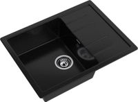 GRANFEST Мойка QUADRO 650L 1-чаша+крыло 650*500мм черный арт.GF- арт-Q-650L черный — фото 1, Кухонные мойки