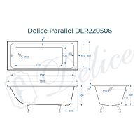 Чугунная ванна Delice Parallel 180x80 без отверстий под ручки и антискользящего покрытия арт-DLR220506 — фото 2, Чугунные ванны