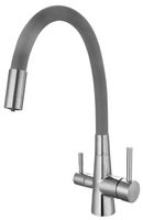 Смеситель "Coral" д/кухни с подключением к фильтру, нерж., серый, арт. арт-CL 03 G — фото 1, Смесители для кухни