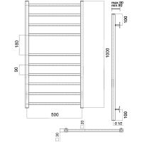 Водяной полотенцесушитель Domoterm Квадро П10 500x1000 Хром арт-КвадроП10500x1000 — фото 3, Водяные полотенцесушители