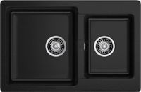 GRANFEST Мойка PRACTIK 780K 2 чаши 780*510мм черный арт.GF- арт-P-780K черный — фото 2, Кухонные мойки