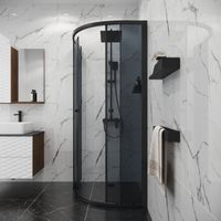 Душевое ограждение Niagara Eco (80х80х190) четверть круга,раздвижное,черный,стекло тонир арт-NG-1003-14T — фото 2, Душевые уголки четверть круга