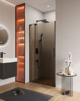 Душевая дверь в нишу CEZARES арт-SLIDER-B-1-100/110-BR-NERO — фото 1, Распашные душевые двери